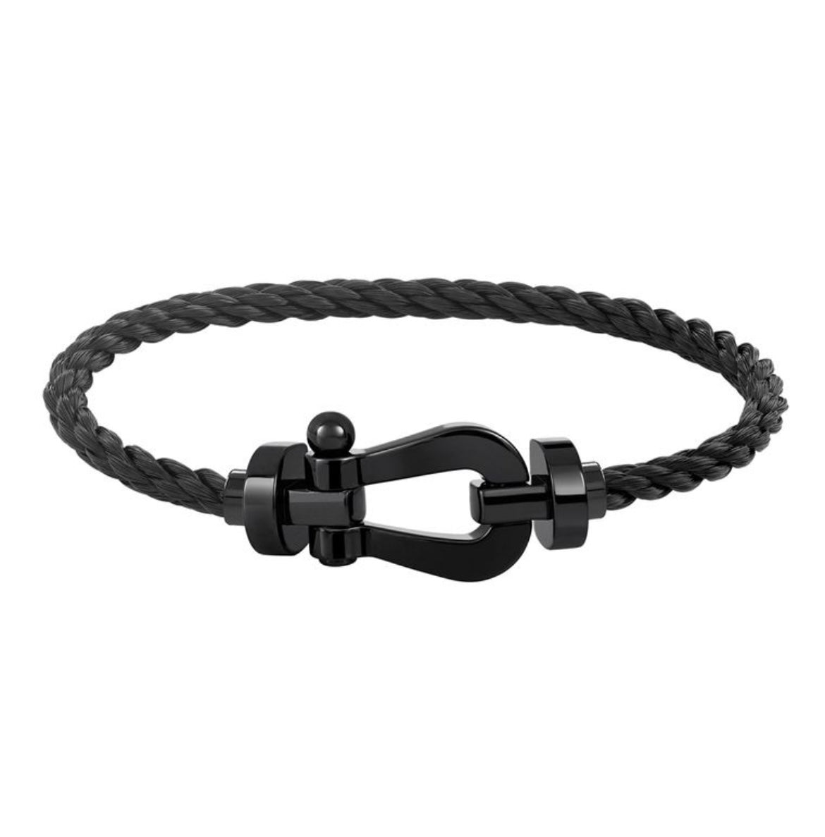 Bracelet Câble Noir
& Fermoir Noir Mat en Acier Inoxydable